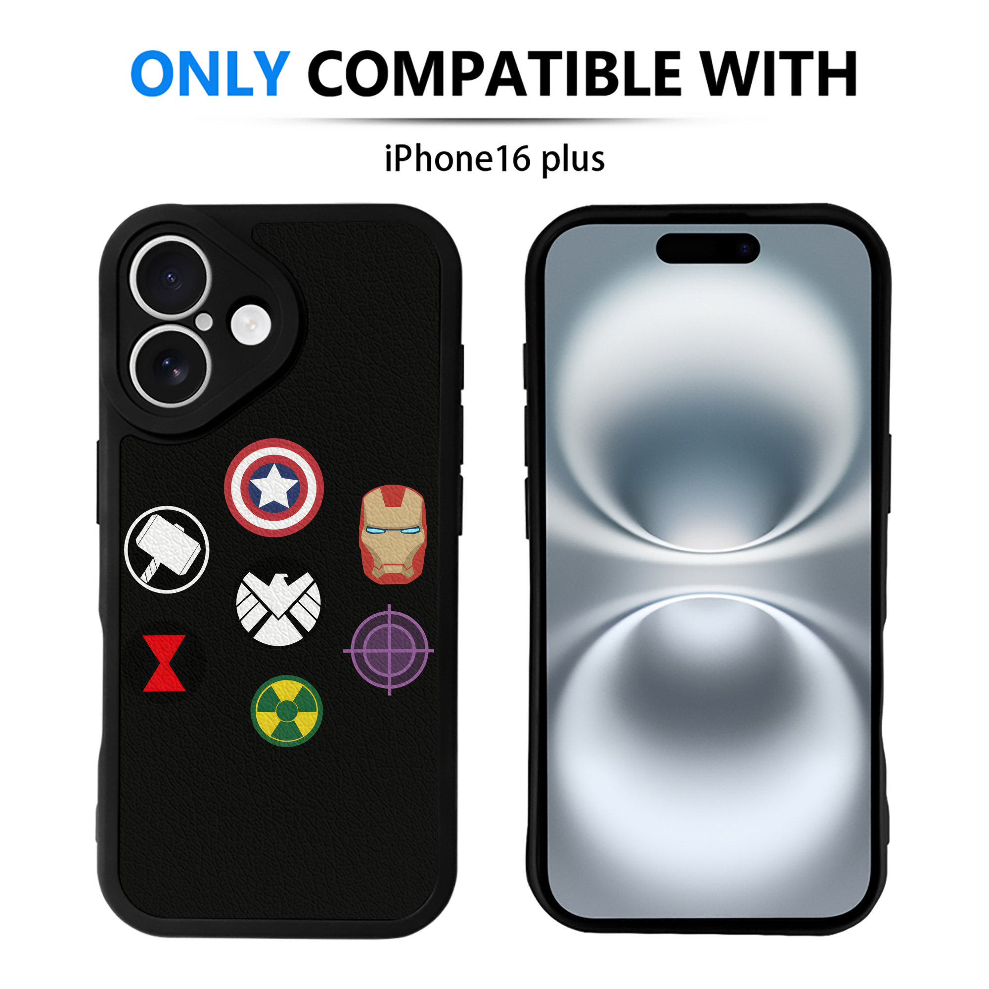 （画像用） アベンジャーズ The Avengers 【iPhone 16シリーズ対応】シリコンスマホケース（レザー調） 材質：シリコン
